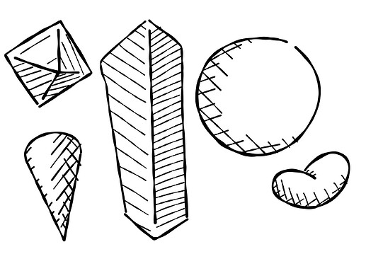 Various shapes shaded with cross hatching